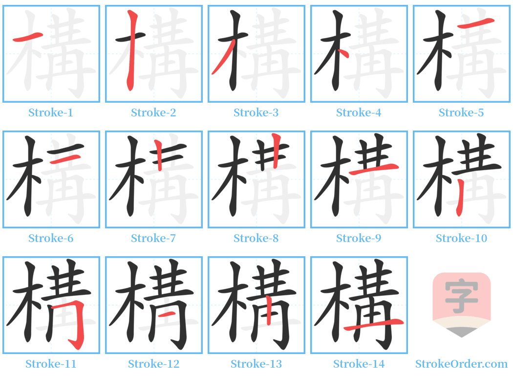 構 Stroke Order Diagrams