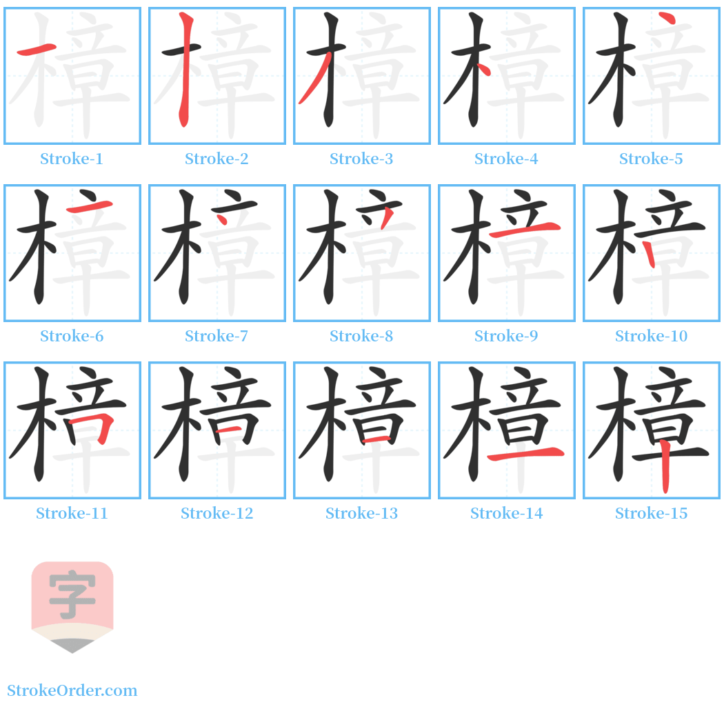 樟 Stroke Order Diagrams