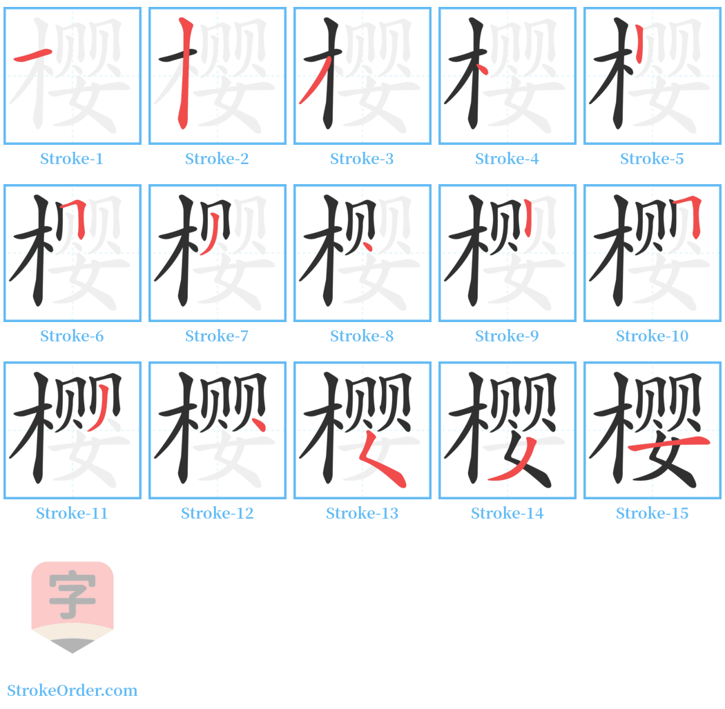 樱 Stroke Order Diagrams