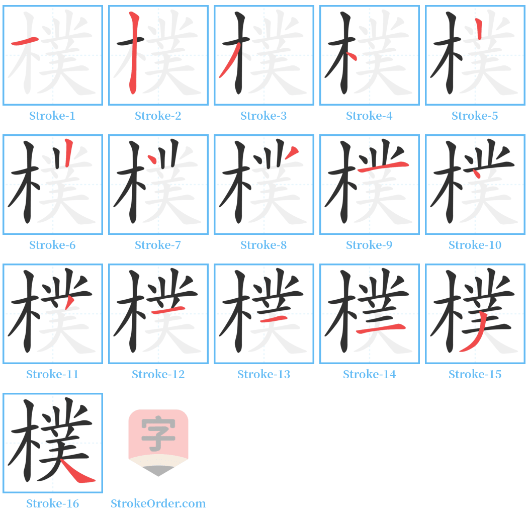 樸 Stroke Order Diagrams