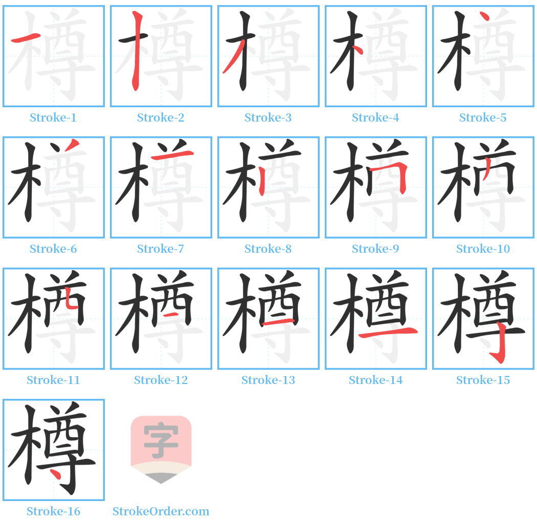 樽 Stroke Order Diagrams