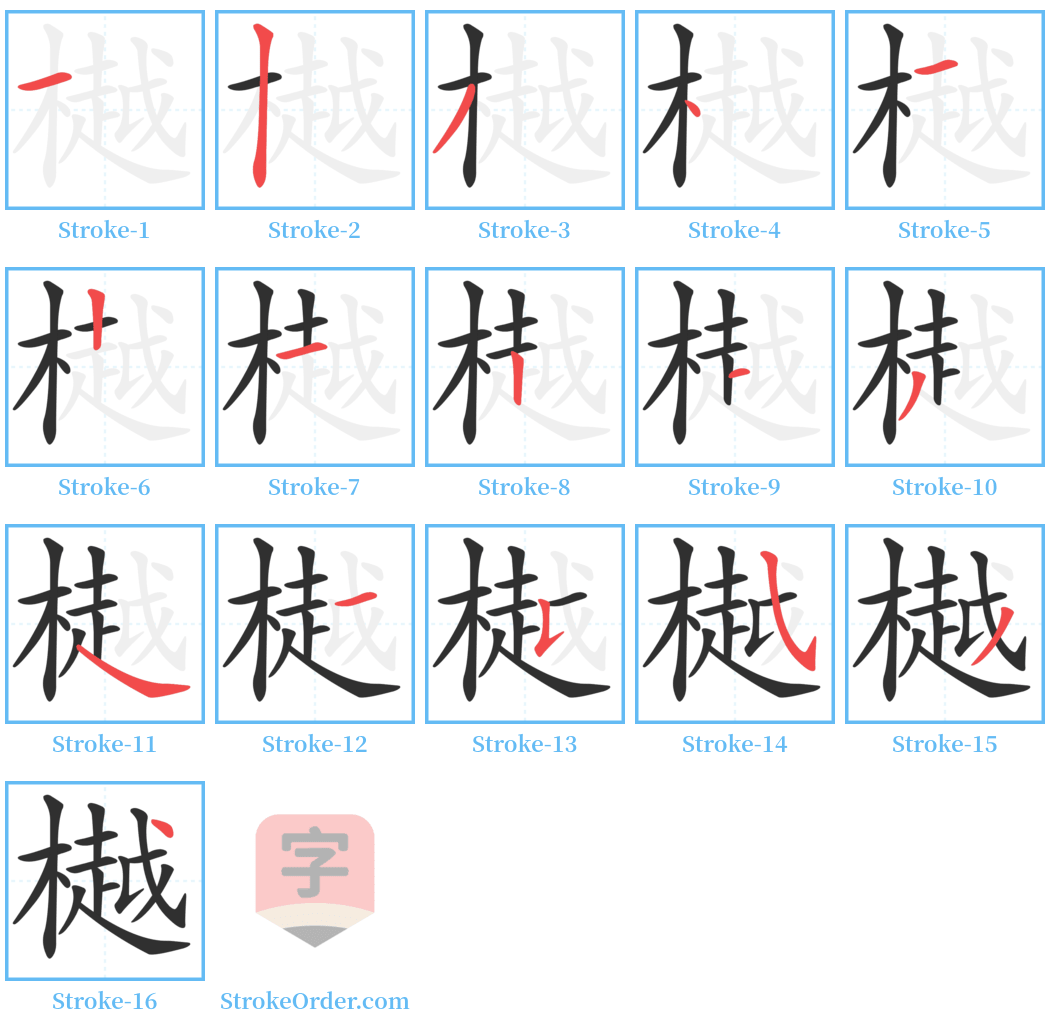 樾 Stroke Order Diagrams