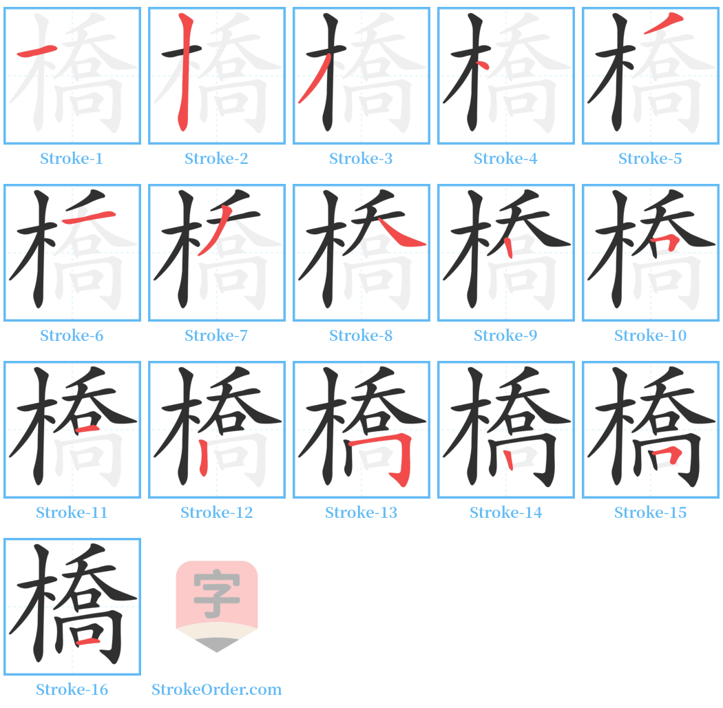 橋 Stroke Order Diagrams