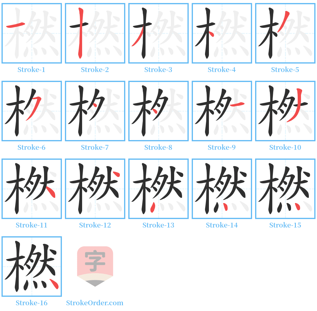 橪 Stroke Order Diagrams