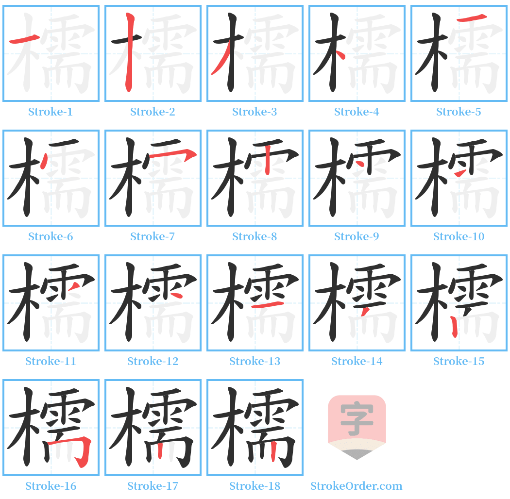 檽 Stroke Order Diagrams