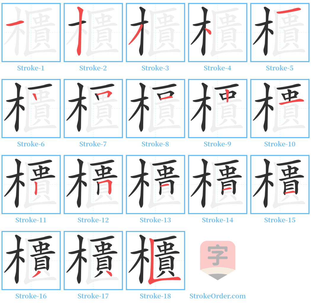 櫃 Stroke Order Diagrams