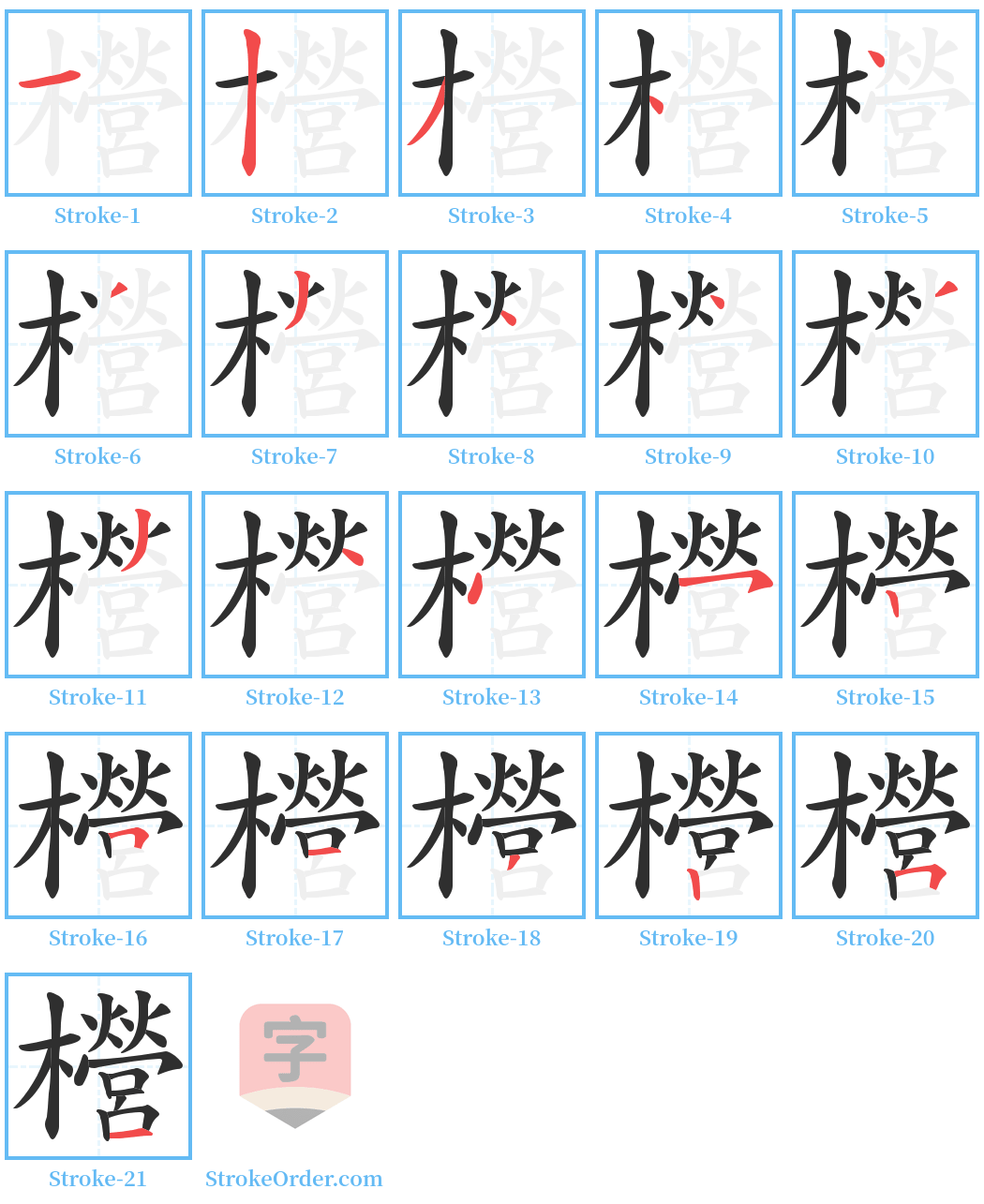 櫿 Stroke Order Diagrams