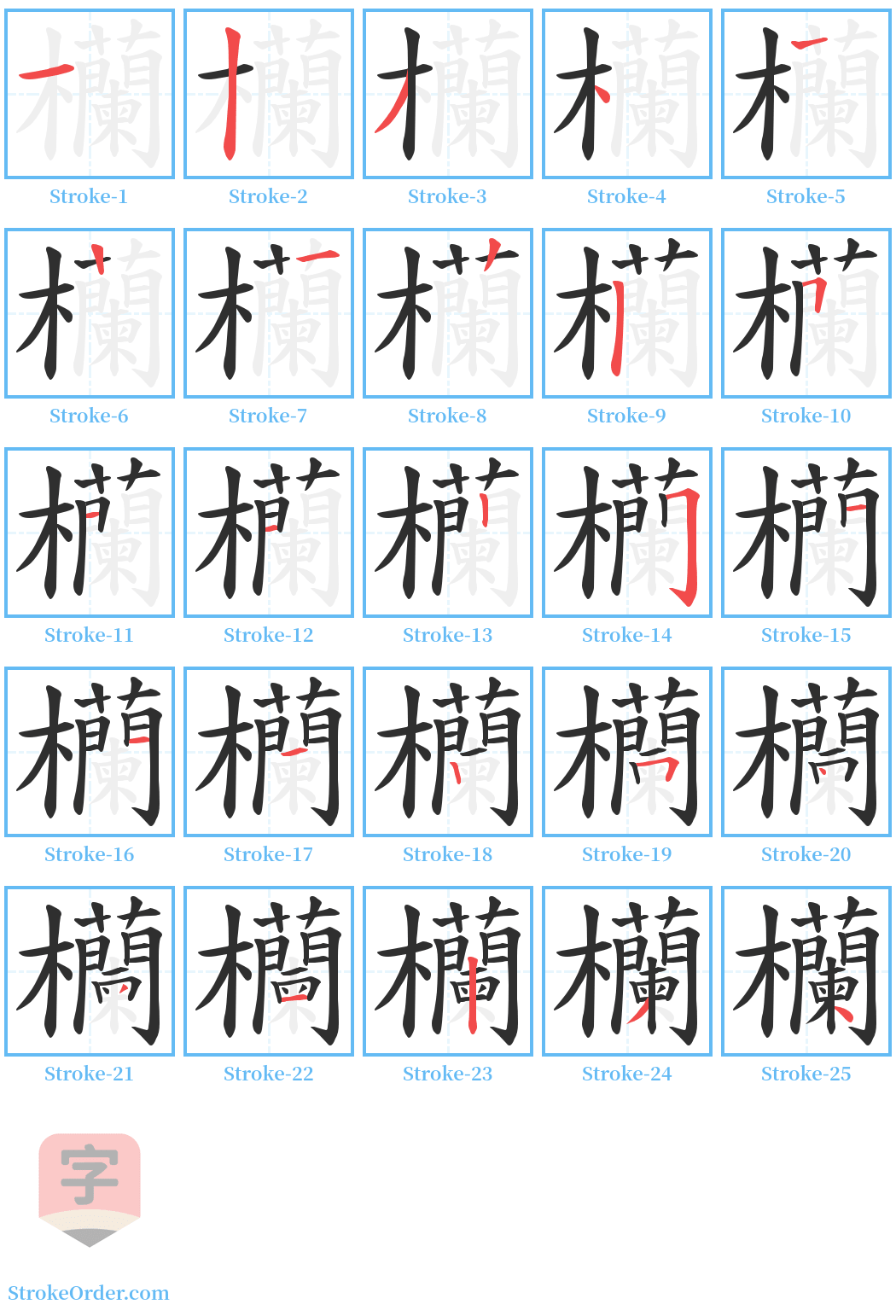 欗 Stroke Order Diagrams