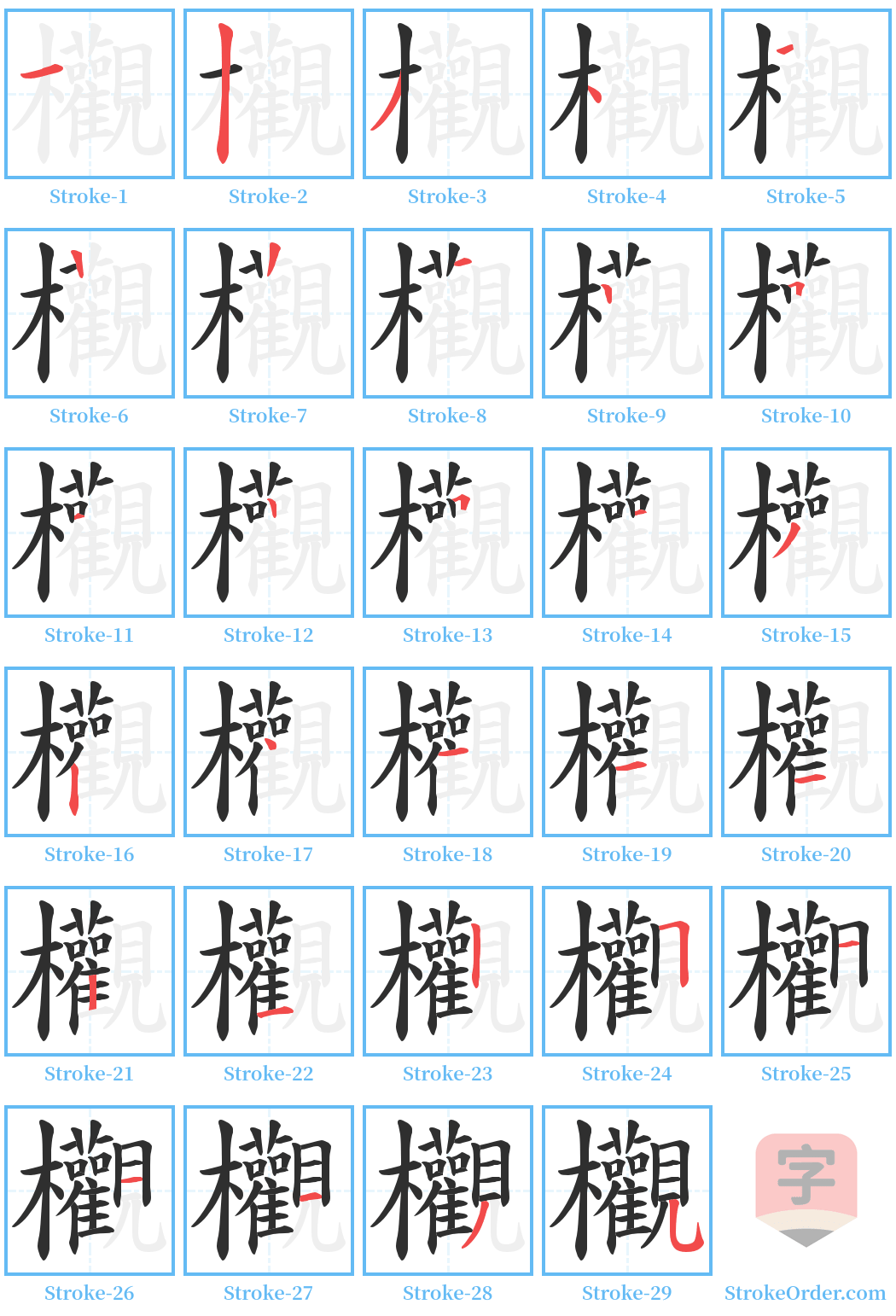 欟 Stroke Order Diagrams