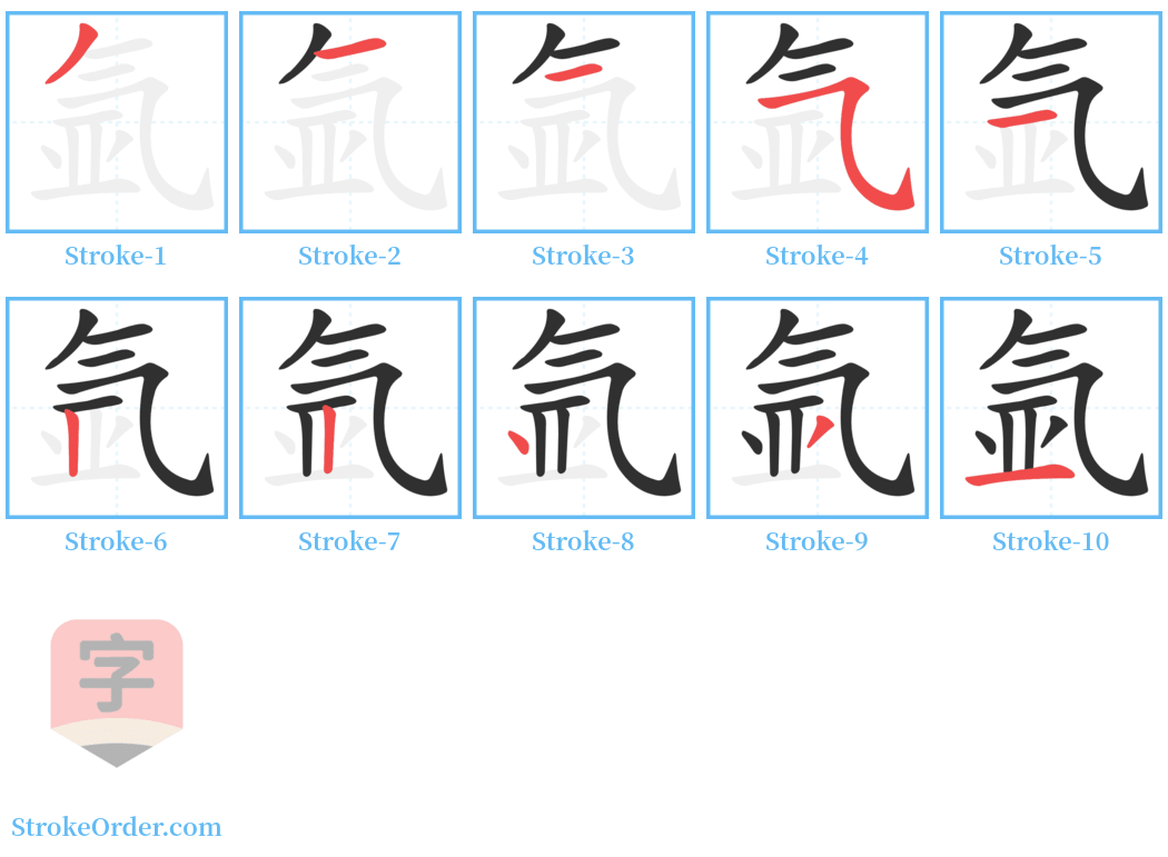 氩 Stroke Order Diagrams