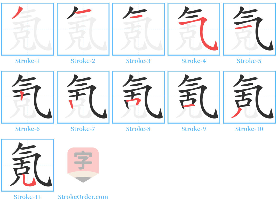 氪 Stroke Order Diagrams