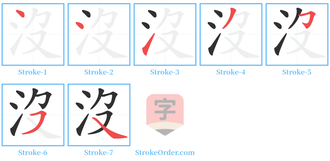 沒 Stroke Order Diagrams