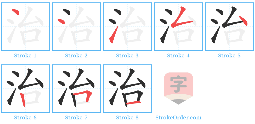 治 Stroke Order Diagrams