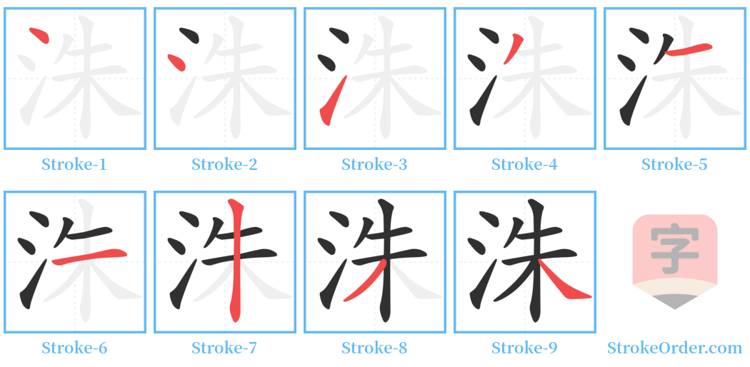 洙 Stroke Order Diagrams