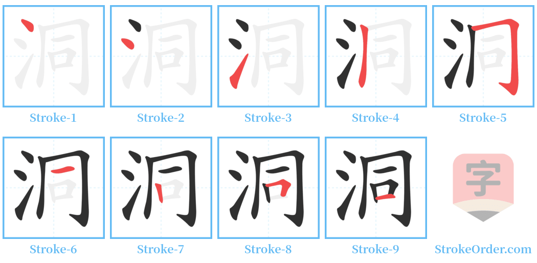 洞 Stroke Order Diagrams