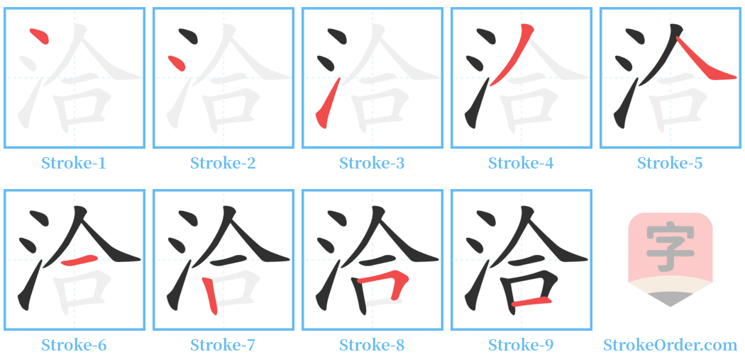 洽 Stroke Order Diagrams