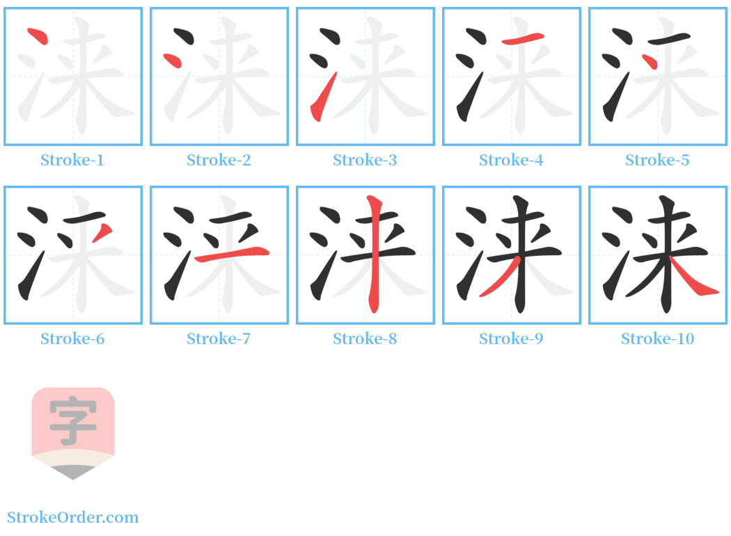 涞 Stroke Order Diagrams