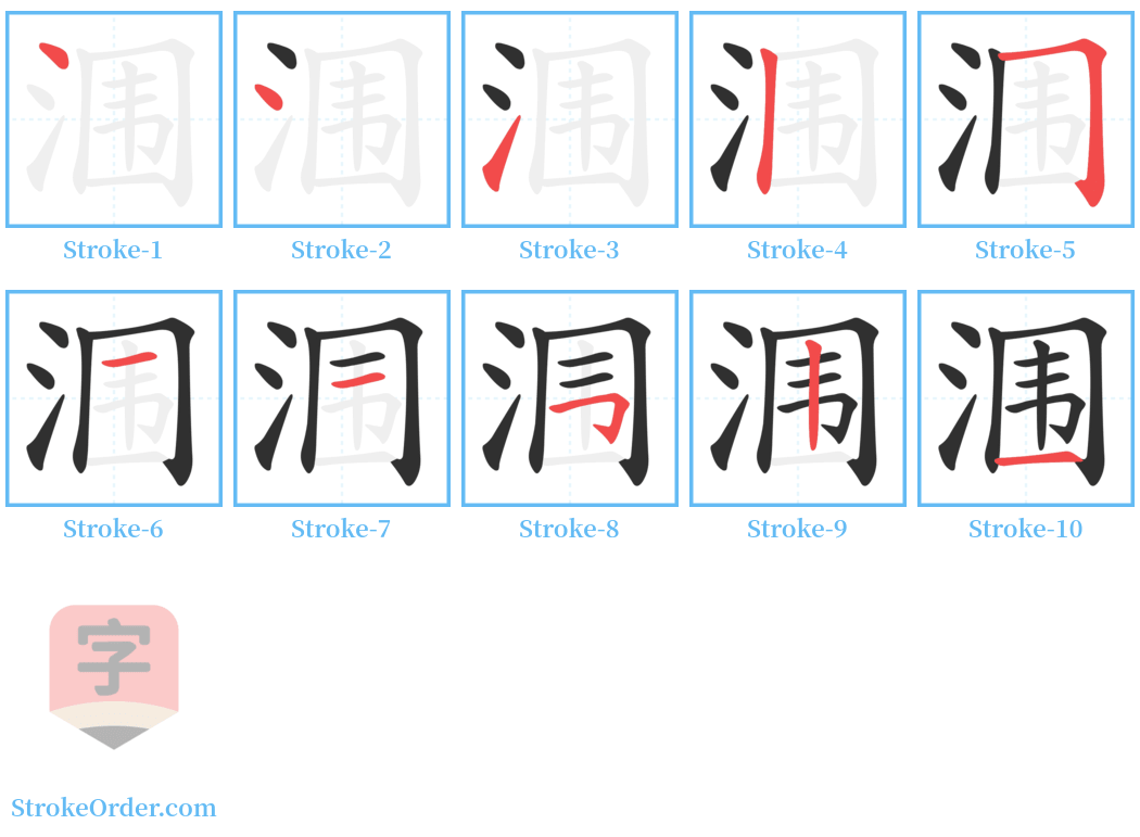 涠 Stroke Order Diagrams