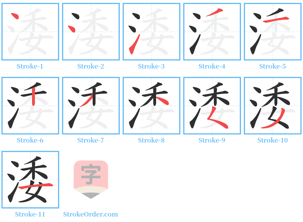 涹 Stroke Order Diagrams