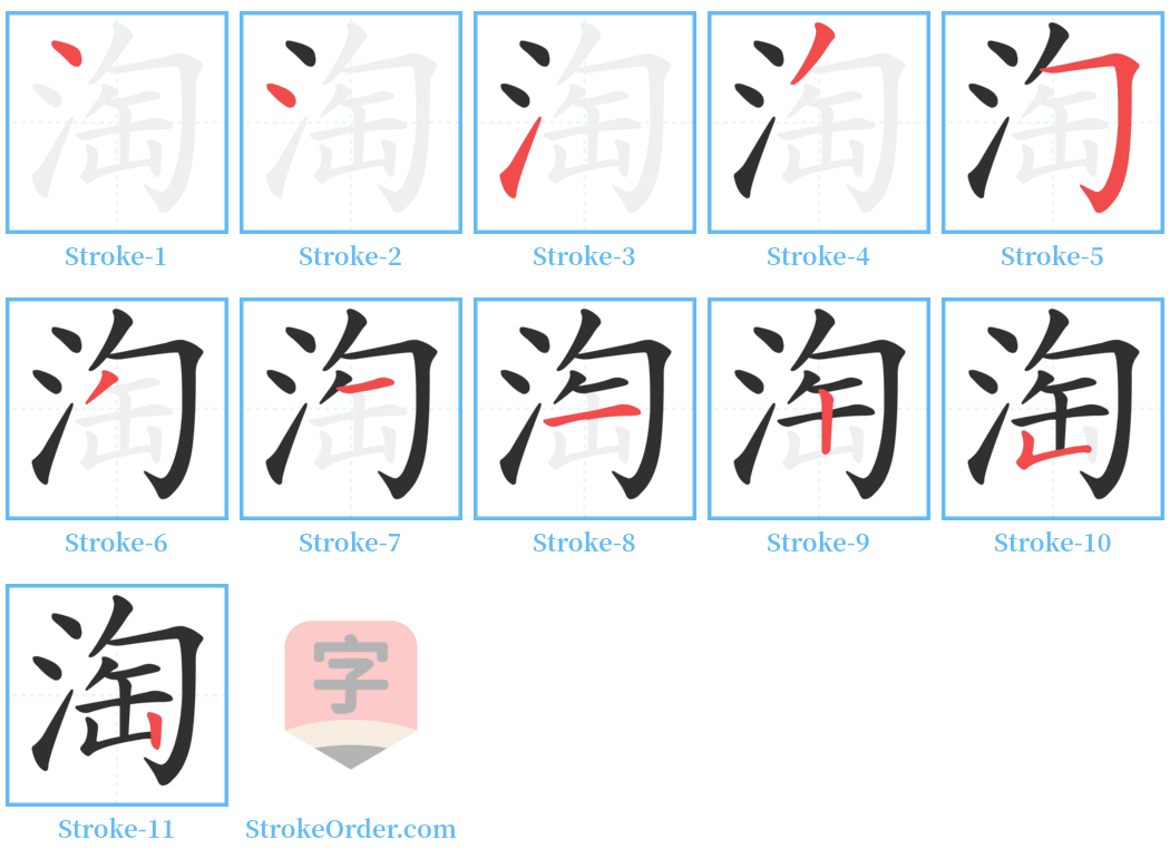 淘 Stroke Order Diagrams