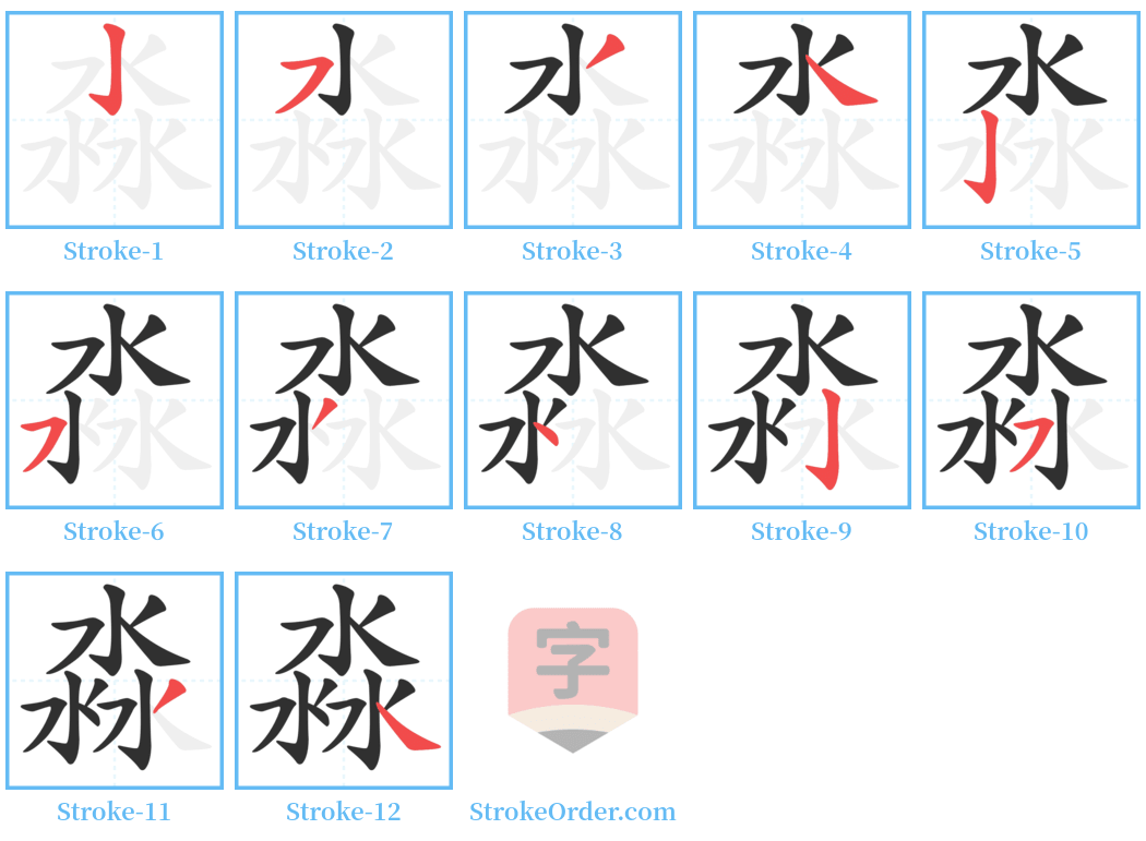 淼 Stroke Order Diagrams