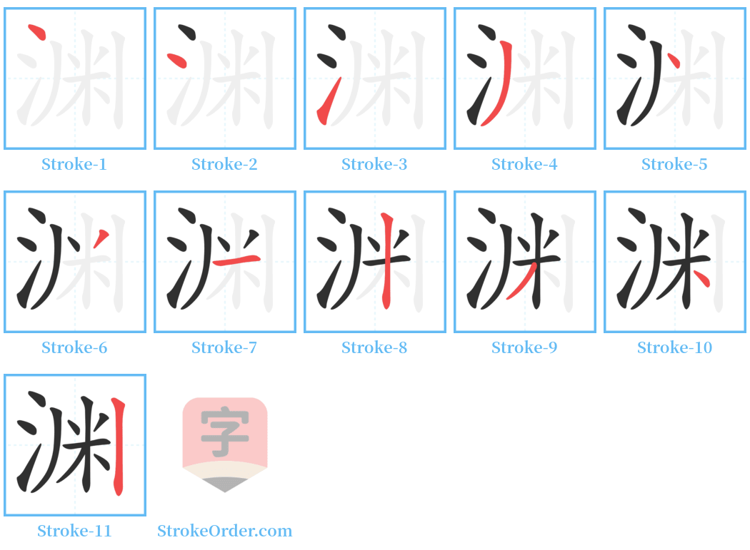 渊 Stroke Order Diagrams