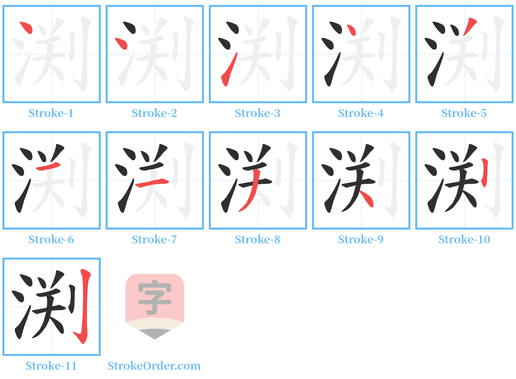 渕 Stroke Order Diagrams