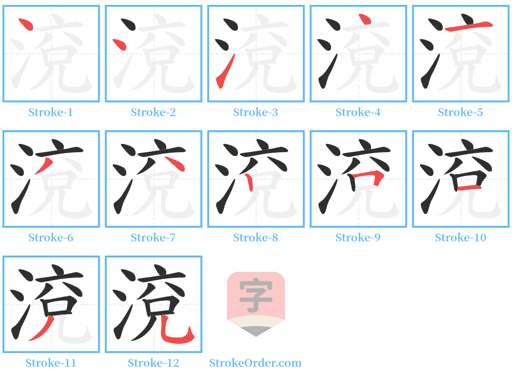 渷 Stroke Order Diagrams