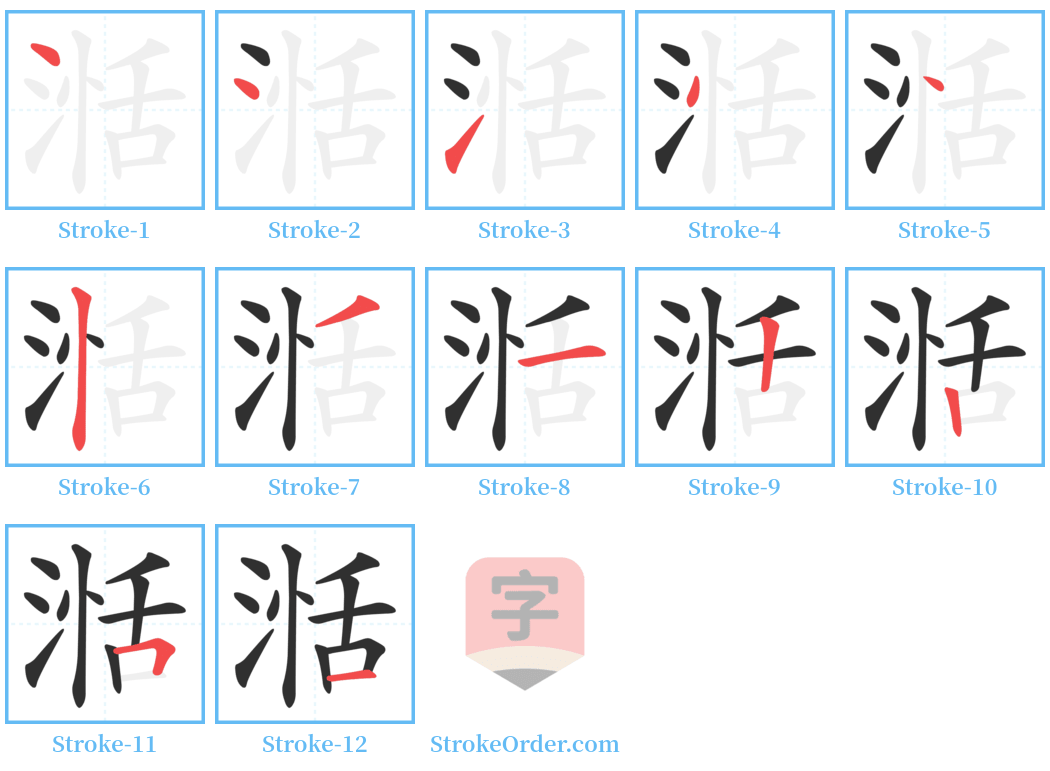 湉 Stroke Order Diagrams