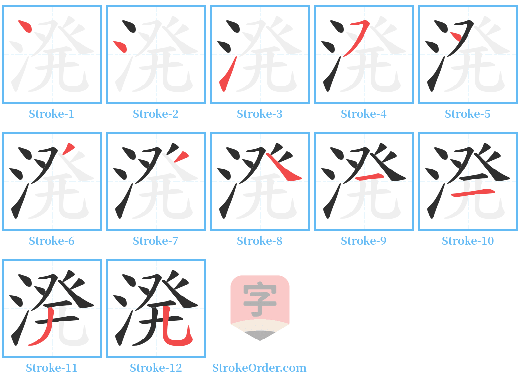 溌 Stroke Order Diagrams