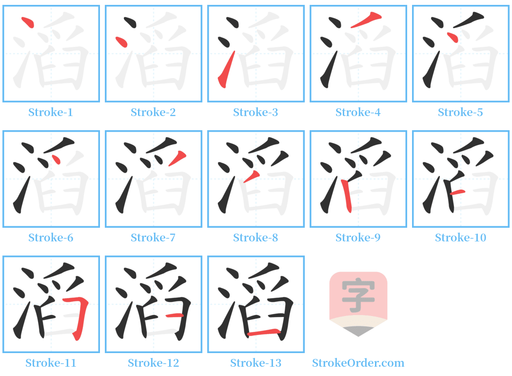 滔 Stroke Order Diagrams