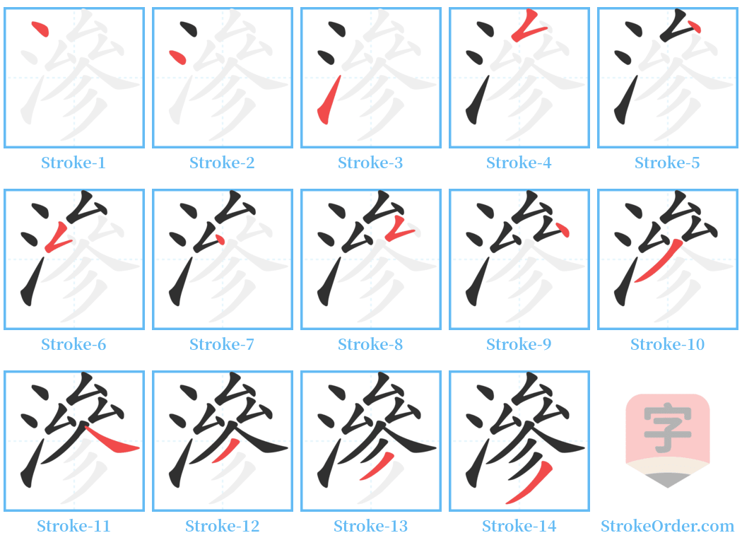 滲 Stroke Order Diagrams