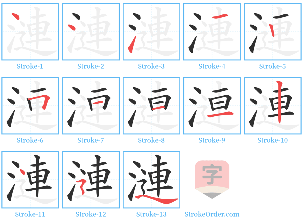 漣 Stroke Order Diagrams