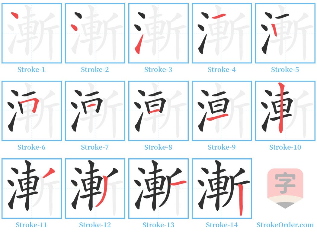 漸 Stroke Order Diagrams