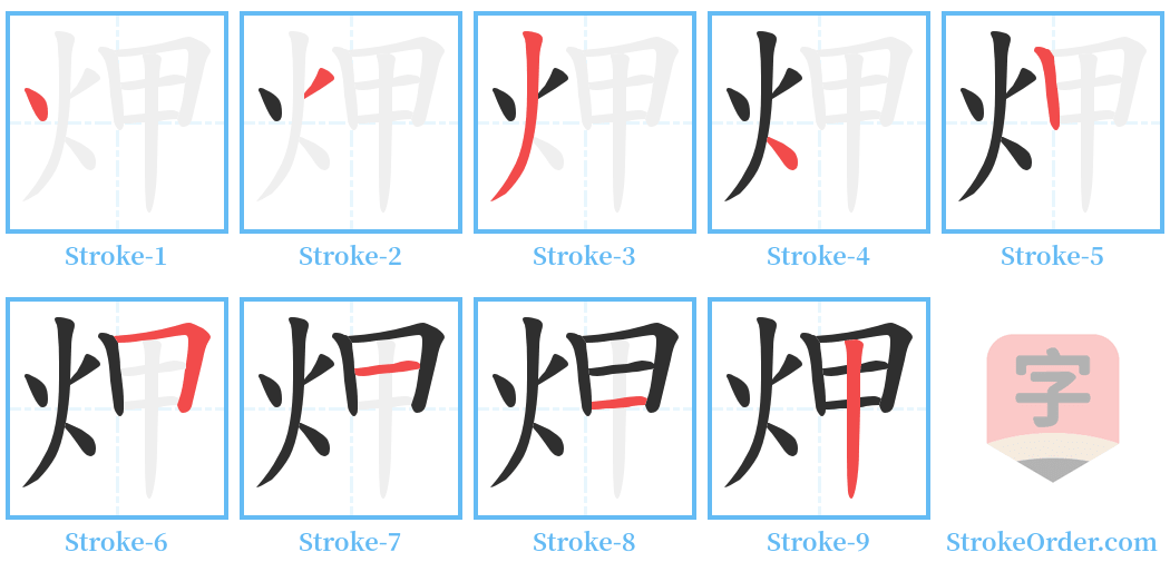 炠 Stroke Order Diagrams