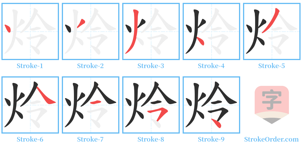 炩 Stroke Order Diagrams