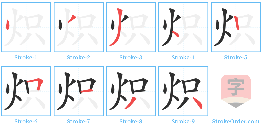 炽 Stroke Order Diagrams