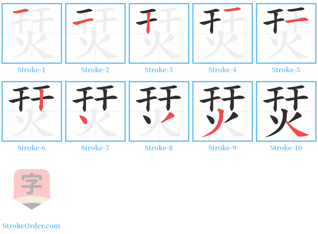 烎 Stroke Order Diagrams