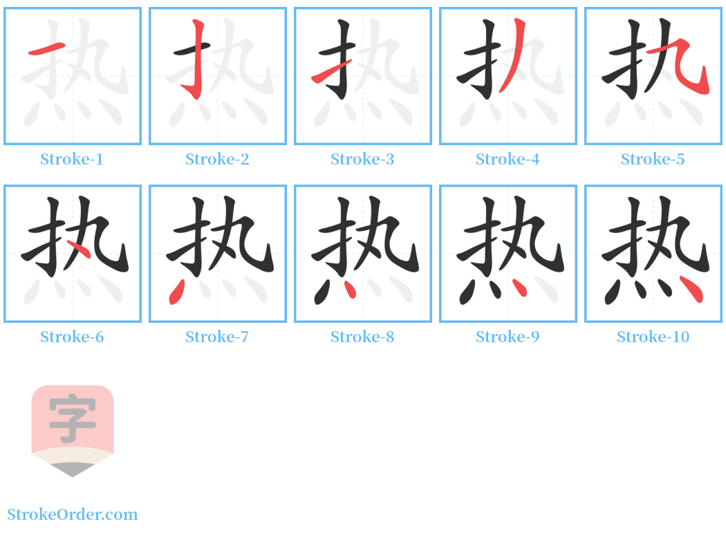 热 Stroke Order Diagrams