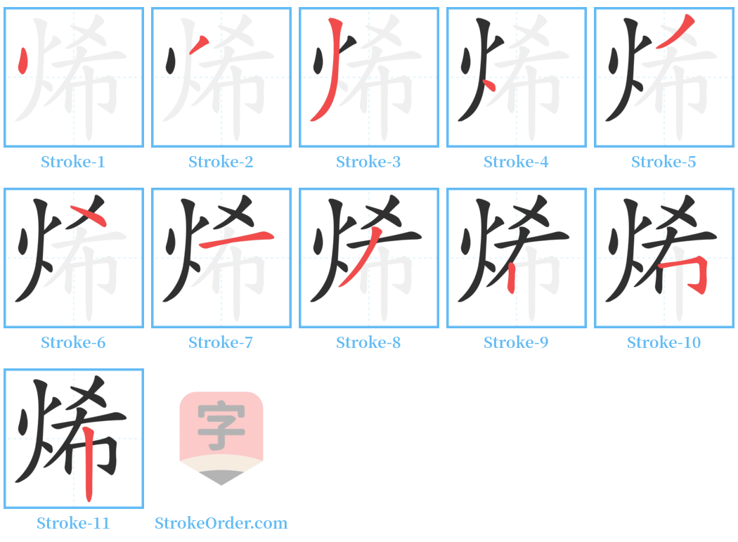 烯 Stroke Order Diagrams