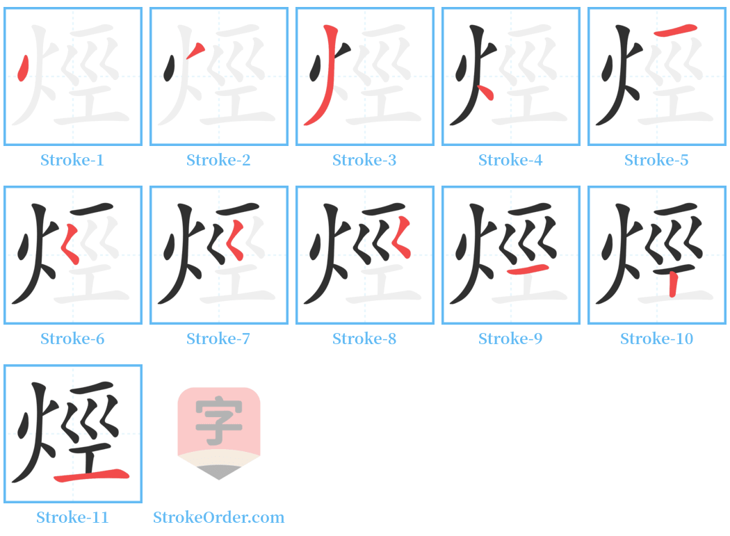 烴 Stroke Order Diagrams