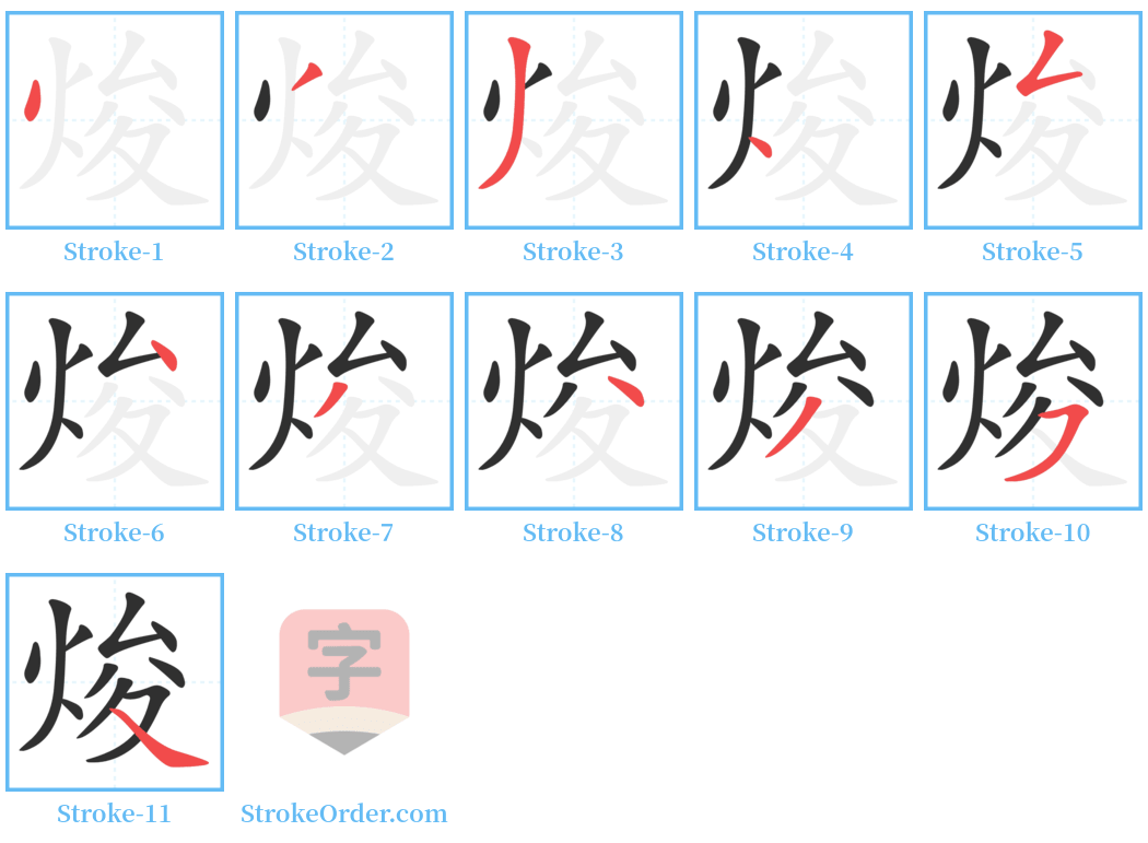 焌 Stroke Order Diagrams