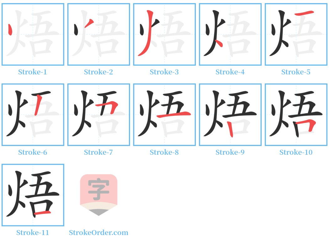 焐 Stroke Order Diagrams