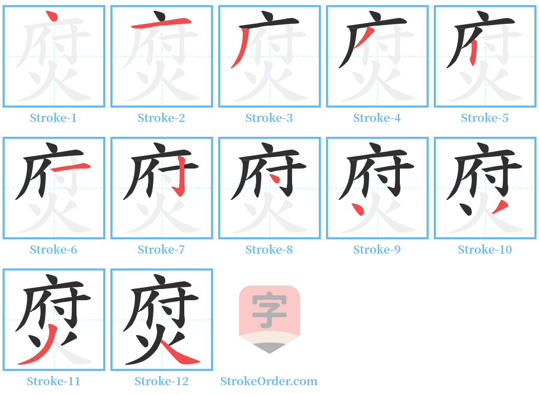 焤 Stroke Order Diagrams