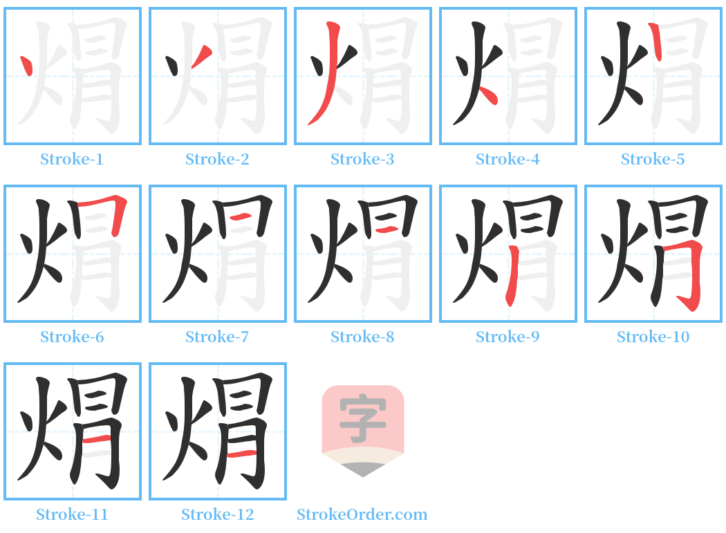 焨 Stroke Order Diagrams