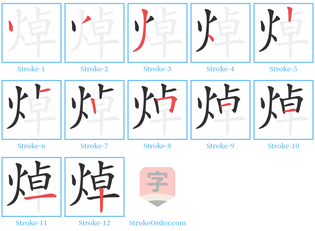 焯 Stroke Order Diagrams