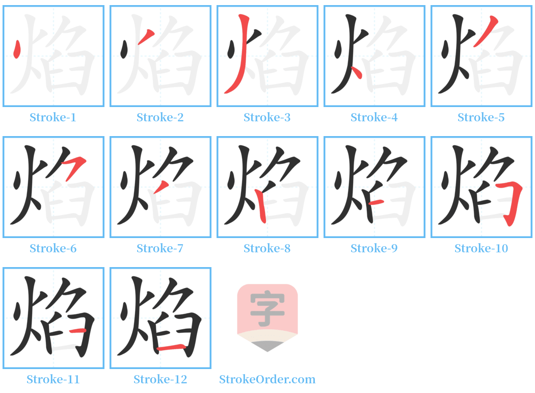 焰 Stroke Order Diagrams