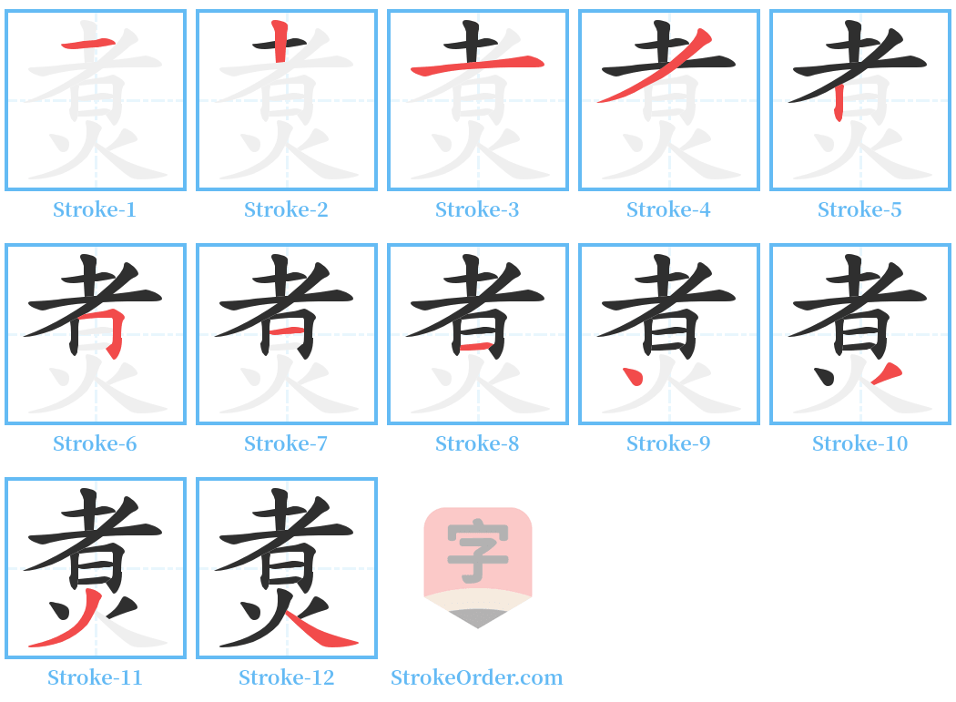 煑 Stroke Order Diagrams