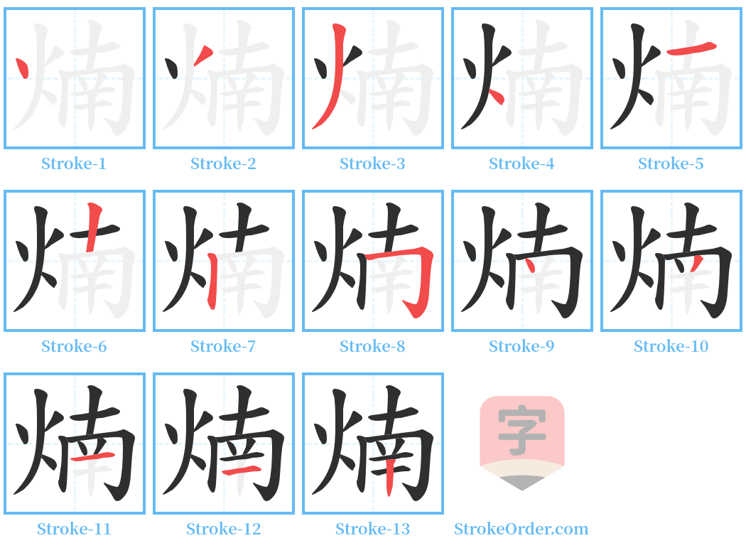 煵 Stroke Order Diagrams