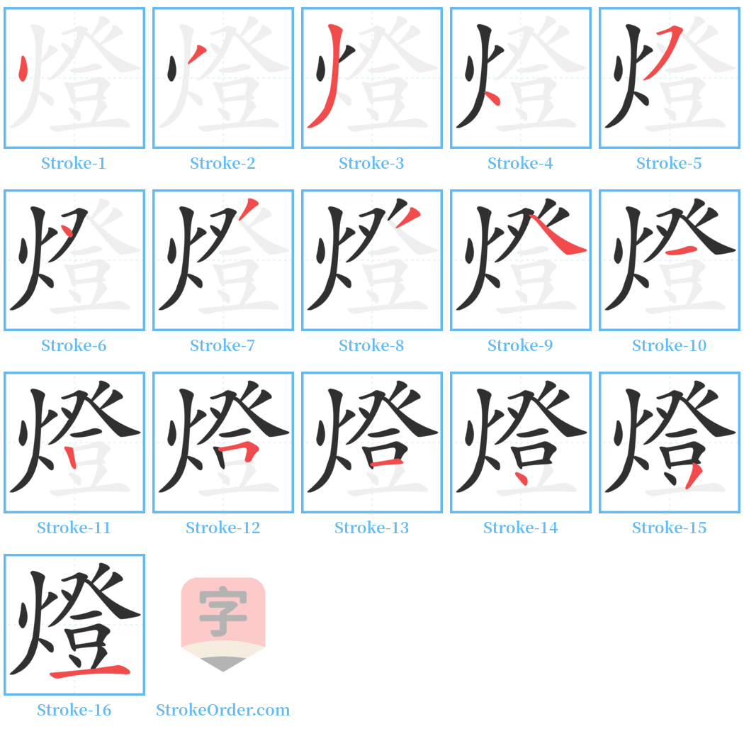 燈 Stroke Order Diagrams